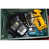 Image 1 : CRATE OF VARIOUS CHARGERS & POWER TOOLS