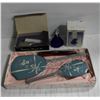 Image 1 : VINTAGE ITEMS 3PC BLUE VANITY SET