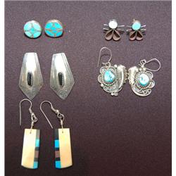 3 PR. SANTA DOMINGO, ZUNI, NAVAJO EARINGS