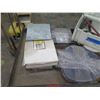 Image 2 : Metal Rolling 2 Tier Shelves w/ Raised Edges & Contents: Tile, Tools, etc