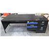 Image 1 : Metal Shop Desk w/ 2 Drawers 65"x36"x29" & HON Black 2 Drawer File Cabinet