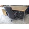 Image 1 : Metal Shop Desk w/ 5 Drawers 60"x30"x29", 3 Drawer File Cabinet & Office Chair