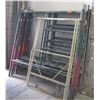 Image 1 : Multiple Metal Scaffolding Sections w/ Base, Casters & Misc Pipes