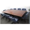 Image 1 : Wooden Conference Table 133"x48"x30" & 10 Rolling Upholstered Chairs