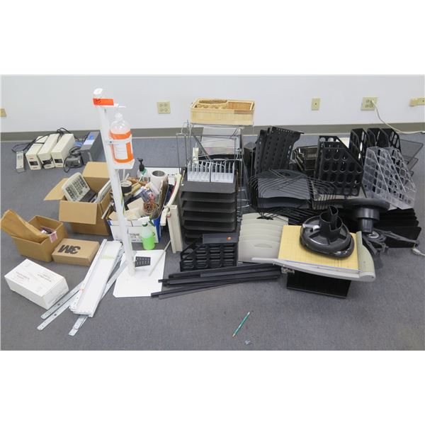 Multiple Office Organizers, File Sorters, Sanitation Stand, Keyboards, Calculators, etc