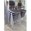 Image 1 : Qty 13 Plastic & Metal Stacking Upholstered Chairs