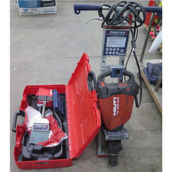 Hilti TE 1000-AVR Demolition Breaker on Maxinex Jackhammer Trolley & Accessories