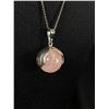 Image 2 : .925 Sterling Silver Rose Quartz With Hands Pendant Necklace 18" Long. With Original Patina