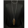 Image 1 : Extra Long Silver Plated Chain with Feather Pendant Necklace 32-34"  Pendant is 4" L