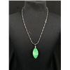 Image 1 : Silver Plated Green Jade Pendant with Chain. Necklace Measures 17" L