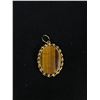Image 2 : Vintage Gold Plated Oriental Pendant with Tiger Eye Stone