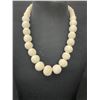 Image 2 : Large Graduated White Sponge Coral Bead Necklace 18" L. Largest Bead 3/4" Diameter
