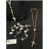 Image 2 : Lot of Vintage Religious Items. 2 Vintage Rosaries,4 Crucifix, 2 Crosses + 10 Religious Pendants