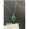 Image 2 : beautiful Silver Plated with Dark Green Stone Filigree Design Pendant with Chain Necklace. 15"-17" L