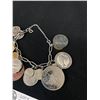 Image 2 : Vintage Silver Bracelet and 12 Coins of the World