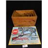 Image 1 : Beautiful Remington Express Finger Jointed Box and Remington Rifle and Cartridges Tin Sign