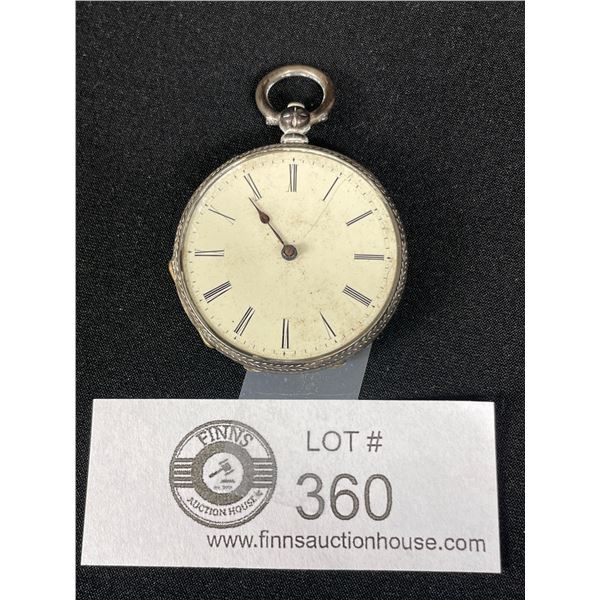 Sterling Silver Swiss Antique Pocket Watch - Needs Work