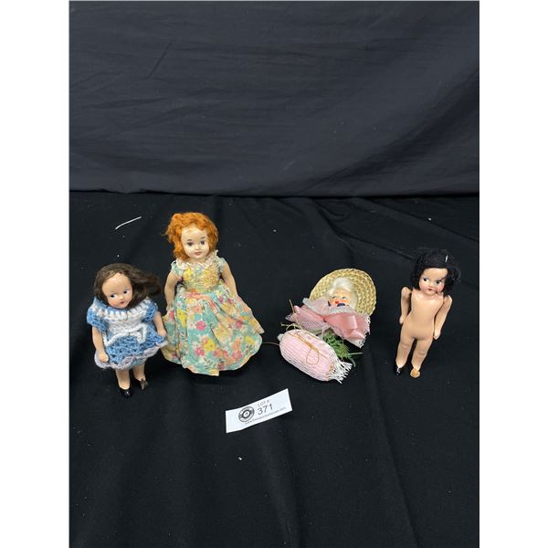 Lot of 4 Small Antique Dolls