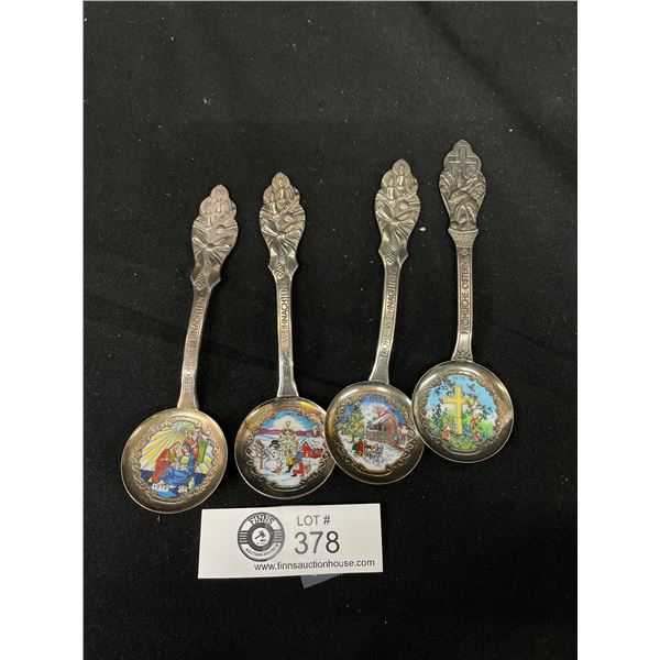 Lot of 4 German Enamelled Spoons