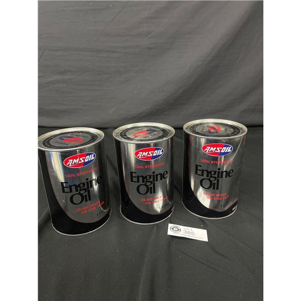 Lot of 3 Amsoil 100% Synthetic Engine Oil - 1 Litre - Full