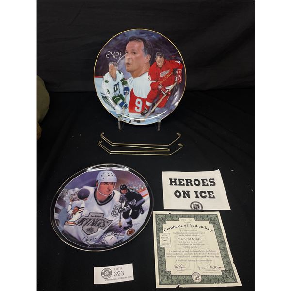 Lot of 2 Bradford Exchange Collectors Plates - The Great Gretzky and Gordie Howe