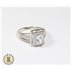 Image 1 : 15)  SQUARE CUT CLEAR CZ HALO RING SET IN 925