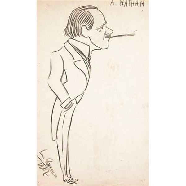 Enrico Caruso signed drawing.