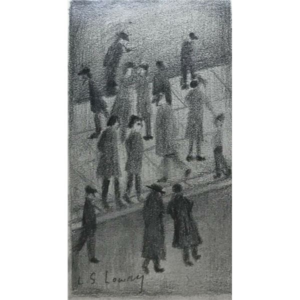 L.S. Lowry original drawing of people in a crowded street (1887-1976).