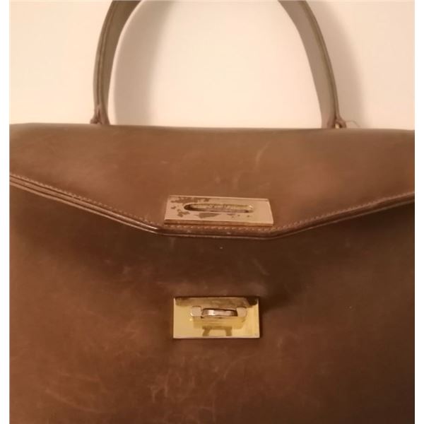 Vintage Misuri Accordian of Florence Italy Brown Handbag Owned by Audrey Hepburn.