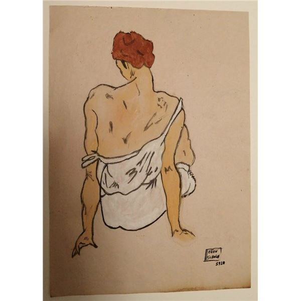 Egon Schiele watercolour. (1890-1918).