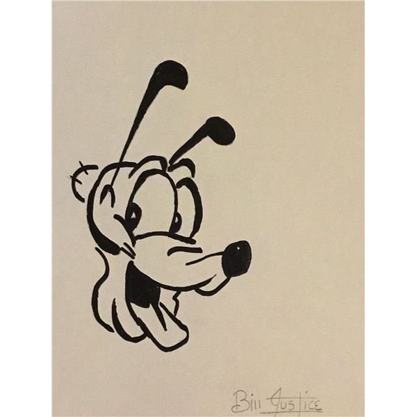 Bill Justice signed drawing of Pluto.