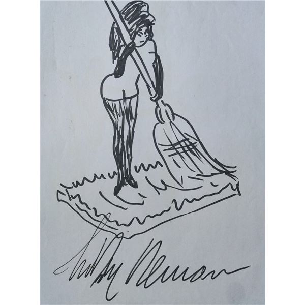 Leroy Neiman - Femlin sweeping signed drawing.