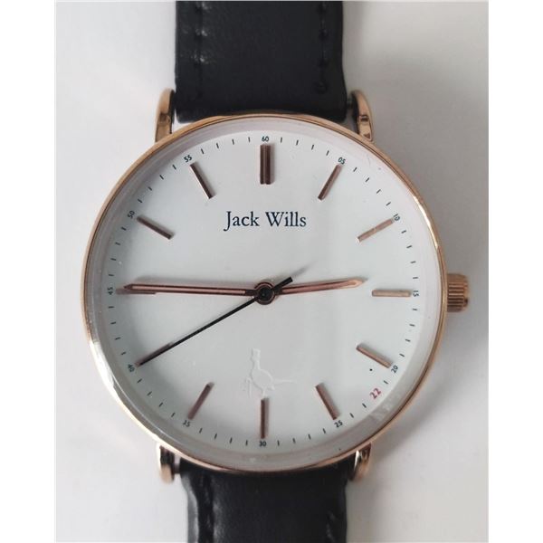 NEW Jack Wills watch (Jw018Flwh) with film front and back with black leather watch strap.