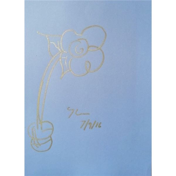 Jeff Koons, Flower, Gold Marker Drawing.