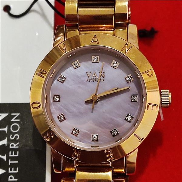 New Van Peterson 7754271 Ladies Rose Gold Wrist Watch Branded Bezel with tag. RRP £70.