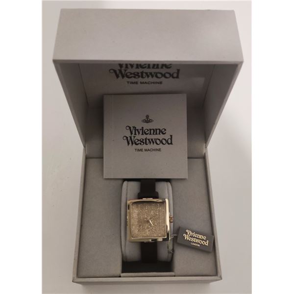 New Vivienne Westwood boxed Gold "Cube" watch.