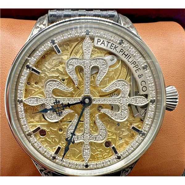 GENTS 1880 PATEK PHILIPPE DIAL & MOVEMENT RE-CASED INTO A GENTS WATCH.