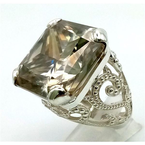 79.4ct Brandy Shade Moissanite Ring