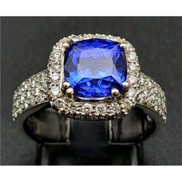 18K White Gold 3.4ct Tanzanite Ring.