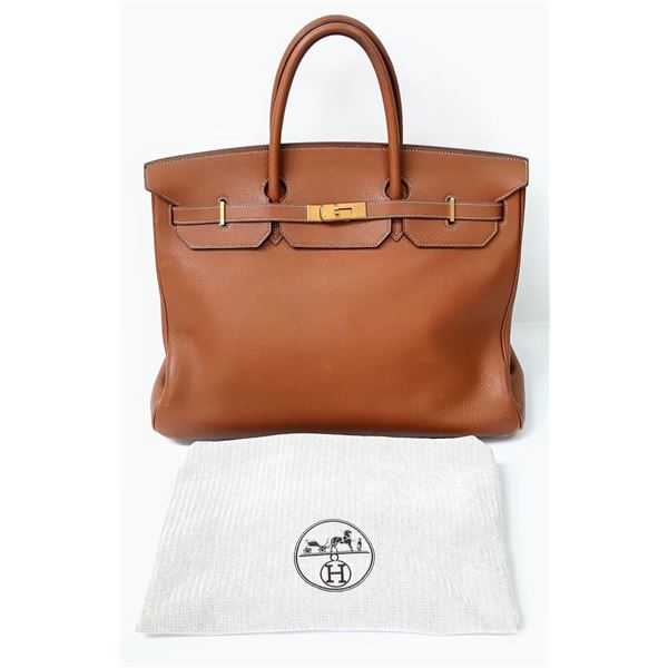 Hermes Birkin Brown Leather Tote Bag.