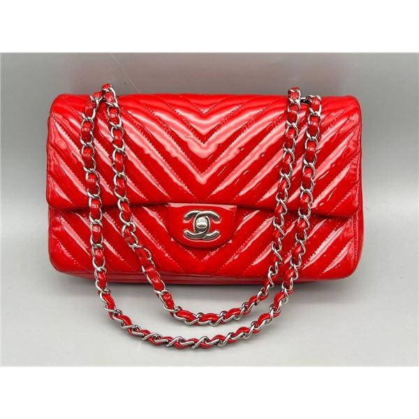 Chanel Patent Leather Flap Handbag.