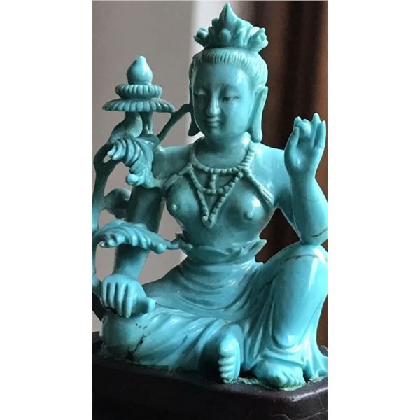 19th century antique Chinese  Carved Turquoise Buddhistic