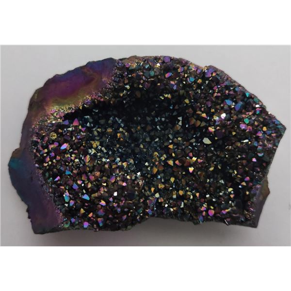 Rainbow Aura titanium raw druzy cluster.