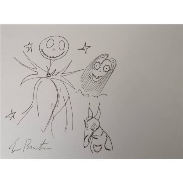 Tim Burton signed drawing.