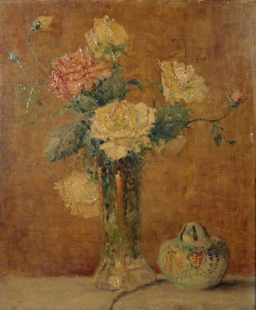 Leopold Muller, Floral Still Life Belgian Painting