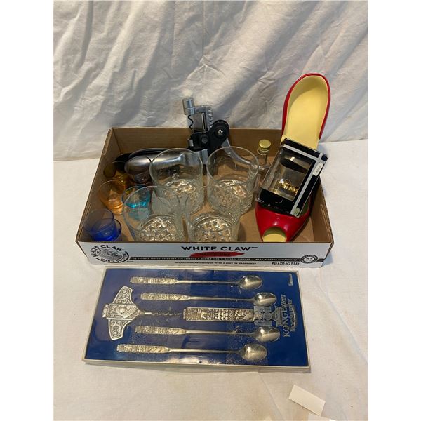 Beverage items, pewter drink utensils set