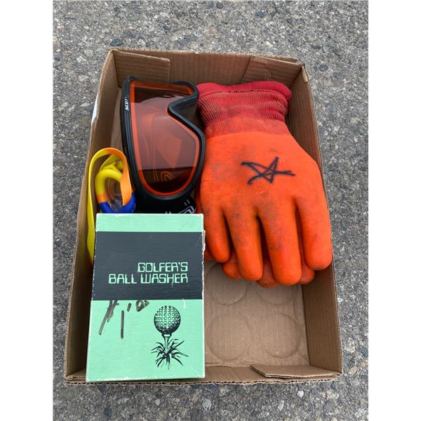 Goggles and gloves and fol etc ball washer