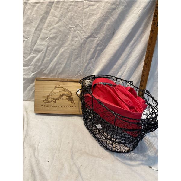 Baskets and wood box
