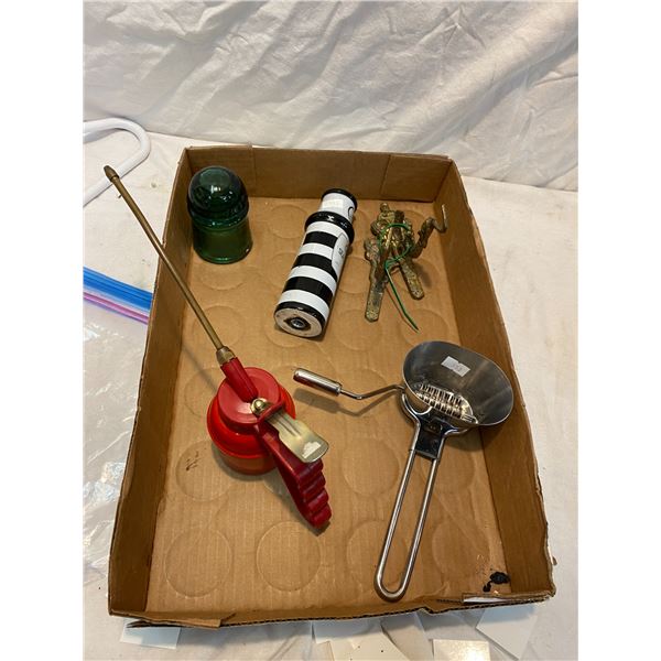 Beer tap, brass hangers etc