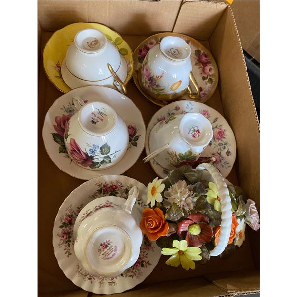 Tea cups and floral decor